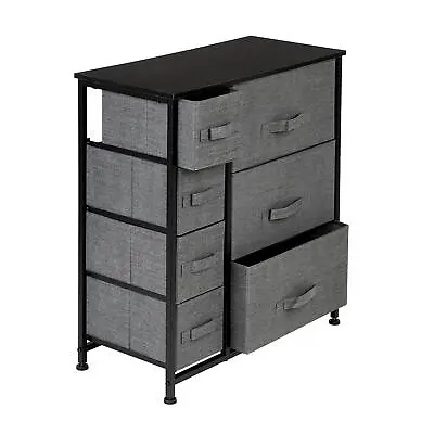 New 7 Drawers Fabric Chest Of Drawer Bedside Table Storage Cabinet Metal Frame • £40.99