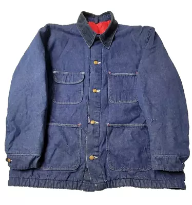 Wrangler Blue Bell Vintage Blue Denim Insulated Chore Jacket Men's 46 Large L • $56.69