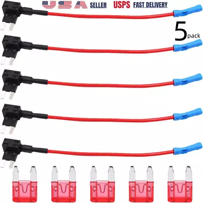 5 Pack 12V Add-A-Circuit Fuse Tap Adapter Mini ATM APM Blade Fuse Holder 10A • $9.59