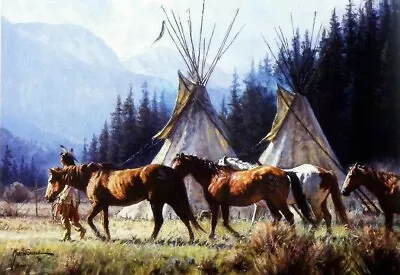 MARTIN GRELLE - A NEW DAY - INDIAN PRINT 9x12 NEW OPEN EDITION NEVER DISPLAYED • $24.95