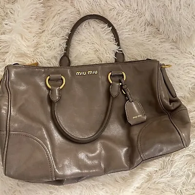 Miu Miu Vitello Shine Leather Top Handle 2 Way Shoulder / Tote Bag. • $300