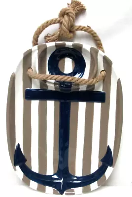 Mud Pie Anchor Chip Dip Ceramic Platter Tray With Rope 10  X 14  Vintage Serving • $39.99