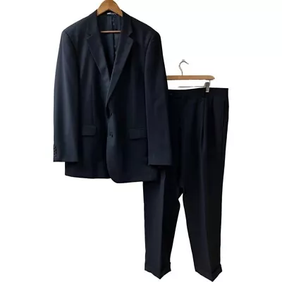 NAUTICA 2 Piece Men’s Suit Jacket SIZE 42L Pants 36W/30L Navy 100% Wool • $36.75