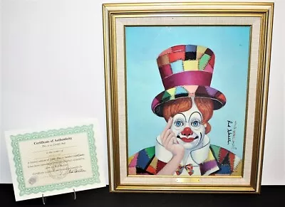 Red Skelton Crazy Quilt Clown Hand Signed 14 X 18 Canvas Painting 1348/2000 COA • $395