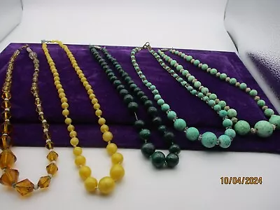 Job Lot Of 5 Rows Of Vintage Beads 2 Peking Glass 2 Satin Glassplus 1 Other. • £20