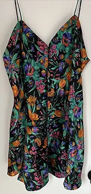 Vtg 90s Kathryn Baby Doll Sleeveless Nightgown Floral Satin Womens Large • $11.50