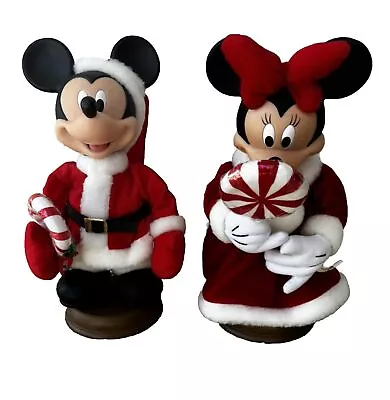 1996 Vintage 17” Mickey Minnie Mouse Unlimited Santa  Holiday Christmas Figures • $98.99