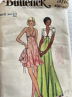 Vintage 1970's Butterick Short & Maxi Halter Dress & Jacket Sewing Pattern • £2.99