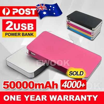 $14.95 • Buy 50000mAh External Power Bank Dual USB Portable Battery Charger For Mobile Phone