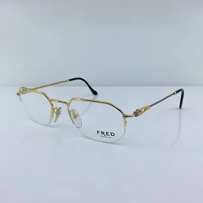 New Vintage FRED Lunettes Shetland Eyeglasses Gold Bicolore Made France 51-20mm • $1899.99