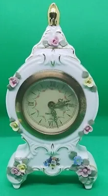 Vintage Dresden Mercedes Wind Up Miniature Porcelain Mantle Clock Germany-Works • $32.99