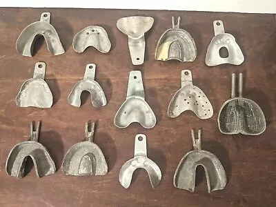 Lot Of 14 Vintage Dental Impression Trays Denture Forms Mouth Tray • $26.25