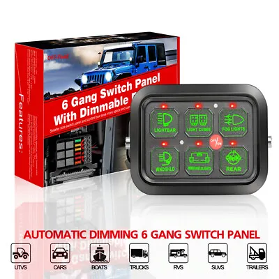 6 Gang 12V Switch Panel LED Light Rocker Circuit Breaker For Car RV Boat Marine • $119.98