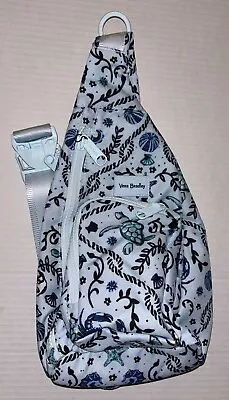 Vera Bradley Rare Reactive Mini Sling Backpack Mint Sea Life Seahorse Turtles • $52.99