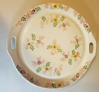 Rare Vintage Chintz Floral Mikori Ware Handpainted Cake Dish/plate W/ Handles • $8