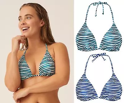 Naturana Triangle Bikini Top Ladies Essential Striped Padded Swimming Costume • £9.99