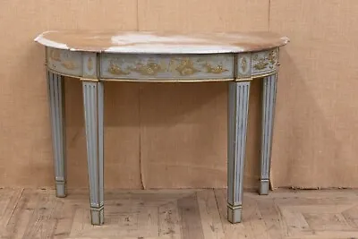 Antique Early 20th Century Chinoiserie Lacquered Marble Top Console Table • £1650