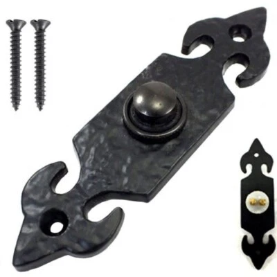 £6.90 • Buy Antique Black Door Bell Push + Fixings Fleur De Lys Old Style