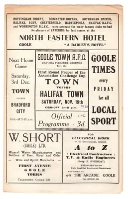 Goole Town Afc V Halifax  1955-56 Fac 1st Round November 19th 1955 Gatefold • £6