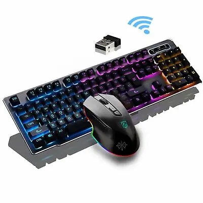 $49.49 • Buy LED Backlit Wireless Rechargeable Gaming Keyboard Mouse Set For Game PC Office