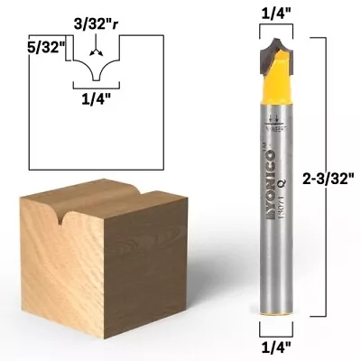 $8.95 • Buy 3/32  Radius Round Over Groove Router Bit - 1/4  Shank - Yonico 13071q