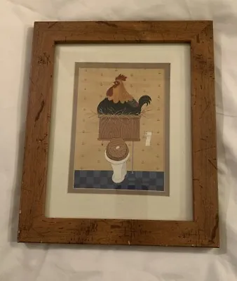 Warren Kimble American Folk Art *Rooster Nest On A Toilet  12  By 10  • $25