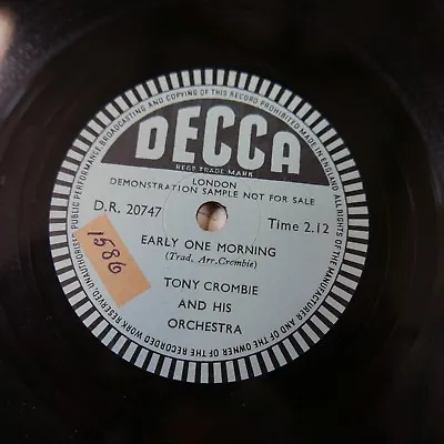 £17.50 • Buy 78rpm TONY CROMBIE Earky One Morning , Single Sided Sample Disc