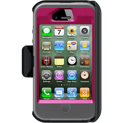 OtterBox DEFENDER Series Case W/ Holster For Apple IPhone 4/4s - Grey/Pink • $9.75