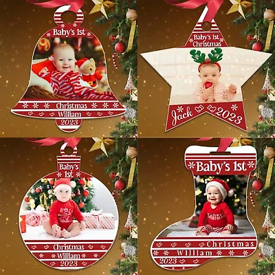 Personalised My First Christmas Photo Bauble | Acrylic Christmas Tree Decoration • £4.45