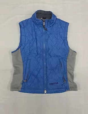 Marmot Puffer Vest Medium Blue Gray Womens Full Zip Lined Outdoors Pockets • $2.99