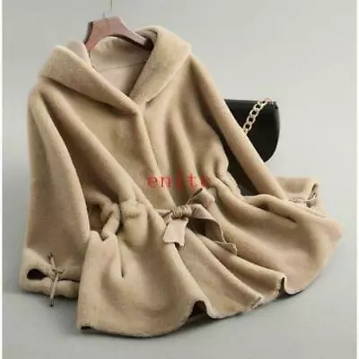 £89.49 • Buy Womens Warm Hooded Shearling Lamb Fur Coat Jacket Sheepskin Parka Cashmere New