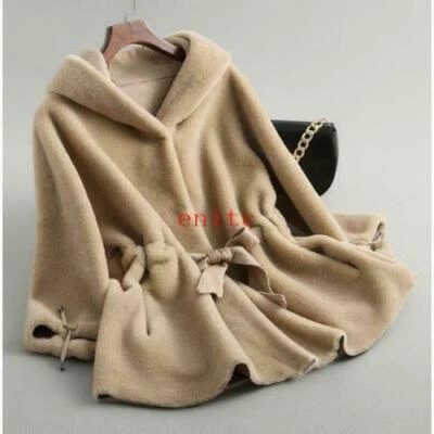 £89.49 • Buy Womens Warm Hooded Shearling Lamb Fur Coat Jacket Sheepskin Parka Cashmere New