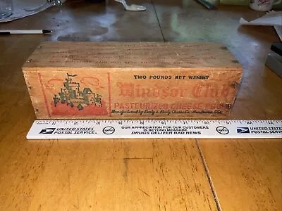 Windsor Club 2 LB Pasteurized Cheese Food Wooden Box Manitowoc Wis. Castle • $12.60