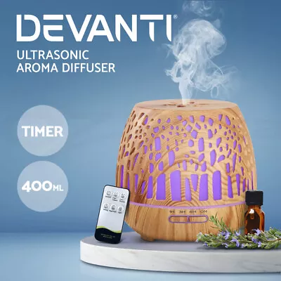 Devanti Aroma Diffuser Aromatherapy Humidifier Essential Oil Wood Grain 400ml • $39.95