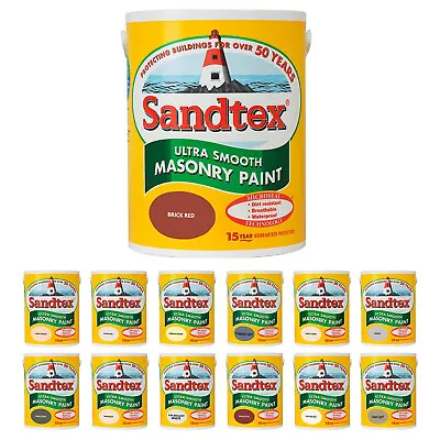 Sandtex 5 Litre Ultra Smooth Masonry Paint Home Wall Exterior Paints All Colours • £29.95