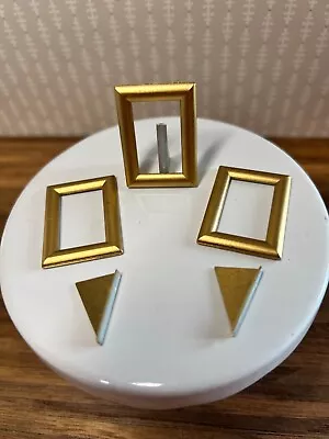 Dollhouse Miniature Jaquelines Lot Of 3 Gold Picture Frames W/3 Easel Backs 1:12 • $5.99