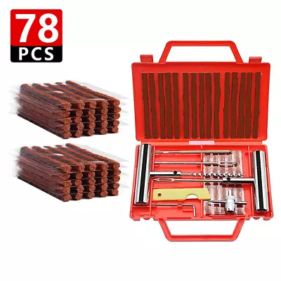 78 Pc Tire Repair Kit DIY Flat Tire Repair Car Truck Motorcycle Home Plug Patch • $18.04