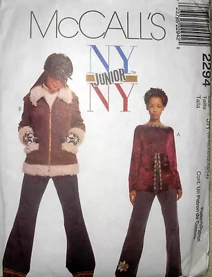 McCALLS NY/NY Pattern Junior LINED JACKET/Top/Pants Juniors 9/10 • $4.50