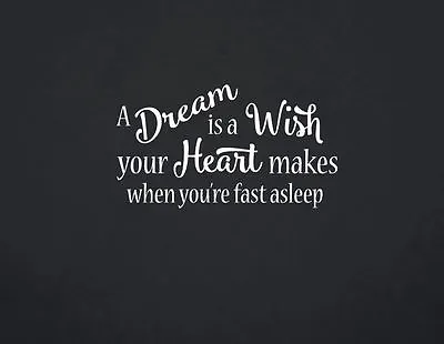 A Dream Is A Wish Your Heart Makes When You're Fast Asleep Quote Wall Decal 2147 • $20