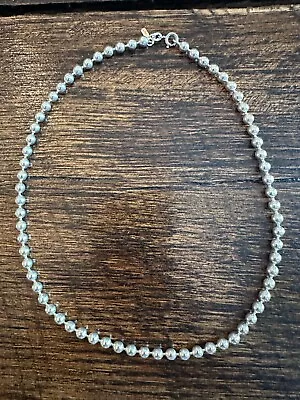 16  Vintage Sterling Silver Thick Ball Bead Necklace • $65