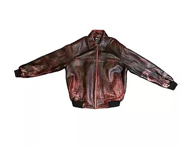 Pelle Pelle Leather Gator Jacket 48 Red RARE • $157.50
