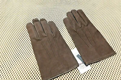 $128 Coach Men's 100% Cashmere Lined Leather Nubuck Gloves Size Small MAHOGANY • $49.95