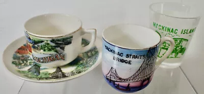 (3) Vintage Michigan Travel Souvenirs Demi-Tasse & Mackinac Island Shot Glass • $12.40