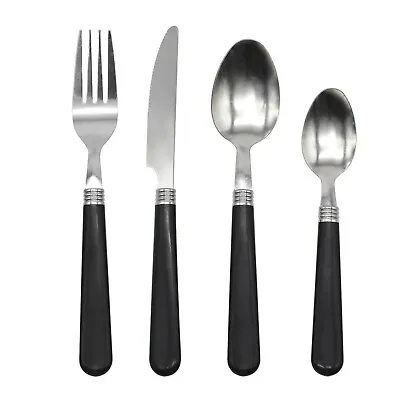 Cutlery Sets Stainless Steel Red Grey Black Plastic Handle Set Dishwasher Safe • £7.99