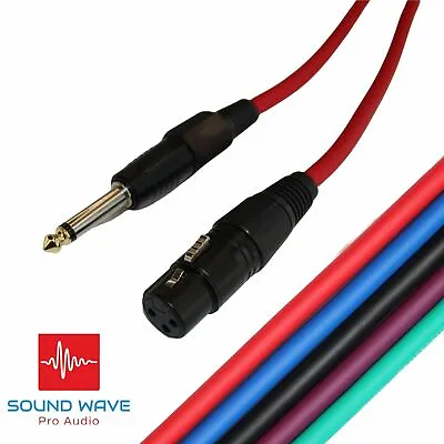 Female XLR To TS Mono 6.35mm Jack - Low Noise Pro Mic Patch Unbalanced Cable • £8.99