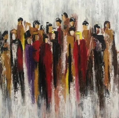 32x32  Original Human Silhouettes Acrylic Painting Abstract Art | RANDOM PEOPLE • $267