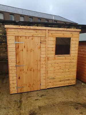 8x6 Pent Garden Shed T&G Pinelap Wooden Factory Seconds Hut  - FAST DELIVERY • £435