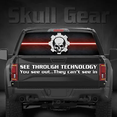 Skull Gear Truck Rear Window Tint Graphic Decal Wrap Back Harley Davidson 0005 • $69.97