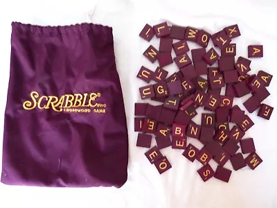 100 Scrabble Tiles Maroon Red Burgundy W Gold Letters - Crafts Replacement • $19