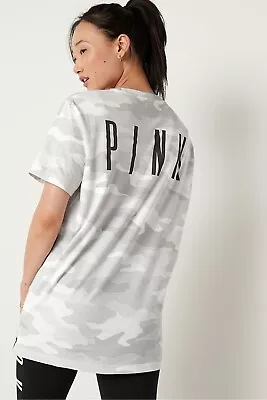 Victoria’s Secret PINK Gray Camo Campus T Shirt Short Sleeve Tee • $19